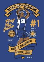 Basketball Champion Vintage Badge, Retro Badge Design vector