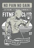 insignia vintage de fitness, diseño de insignia retro vector