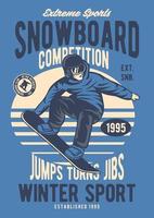 Snowboard Vintage Badge, Retro Badge Design vector