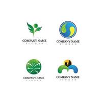 Logos of green Tree leaf ecology vector