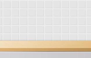 Empty minimal wooden top table, wood podium in white background. for product presentation, mock up, show cosmetic product display, Podium, stage pedestal or platform. 3d vector