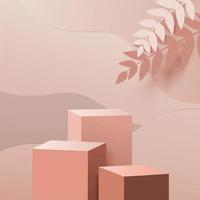 minimal scene with geometrical forms. Cylinder podium in pink background. Scene to show cosmetic product, Showcase, shopfront, display case. 3d vector illustration.