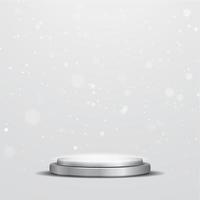 Gray podium with a spotlight and bokeh on a white background, the first place, fame and popularity. Vector illustration. - Vector