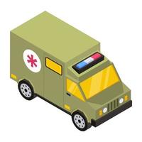 ambulancia militar y personas de rescate. vector