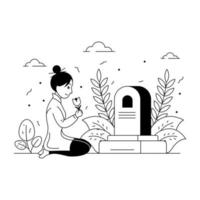Girl Tomb Prayer vector