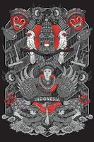 amazing culture of indonesia illustration in vintage frame design vector
