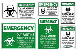 Emergency Quarantine Infective Outbreak Sign Isolate on transparent Background,Vector Illustration vector