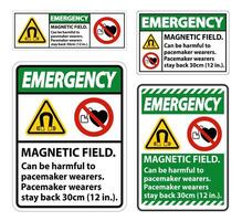 Emergency Magnetic field can be harmful to pacemaker wearers.pacemaker wearers.stay back 30cm vector