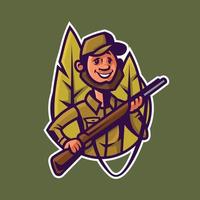 Hunter with rifle. Concept art of hunting in cartoon style. vector