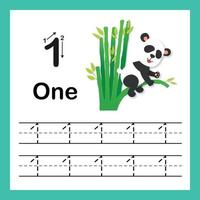 Connecting dot and printable numbers exercise with lovely cartoon for preschool and kindergarten kids illustration, vector