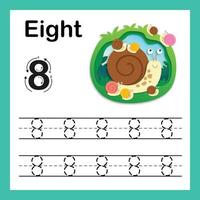 Connecting dot and printable numbers exercise with lovely cartoon for preschool and kindergarten kids illustration, vector