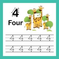 Connecting dot and printable numbers exercise with lovely cartoon for preschool and kindergarten kids illustration, vector