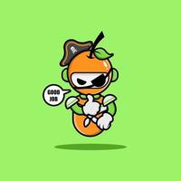 Orange robot wearing pirate uniform vector