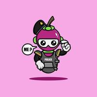 The mangosteen robot wearing police uniform vector