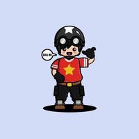 Cute tank man character design vector