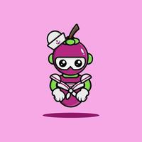 The mangosteen robot wearing navy uniform vector