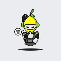 Lemon police robot character design vector