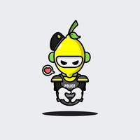 Lemon police robot character design vector