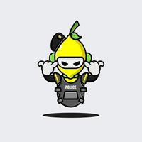 Lemon police robot character design vector