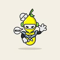 Lemon robot wearing navy uniform vector