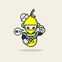 Lemon robot wearing navy uniform vector