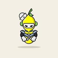 Lemon robot wearing navy uniform vector