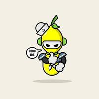 Lemon robot wearing navy uniform vector