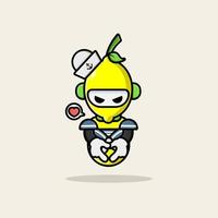 Lemon robot wearing navy uniform vector