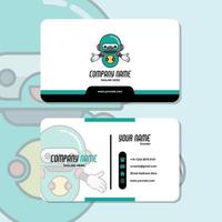 gráfico vectorial de diseño de tarjetas de visita, con el logotipo de robot mascota lindo. perfecto para usar en una computadora de laboratorio vector