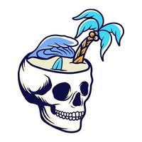 Skull summer beach vector