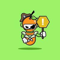 Orange robot wearing pirate uniform vector