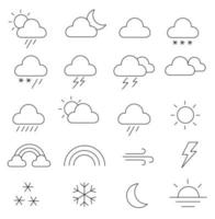 Set of line weather icons. Stroke vector illustration on a white background.