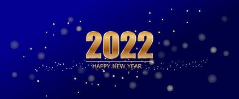 2022 New Year on Blue background with luxury gold text and star of Vector. vector