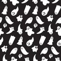 Seamless pattern from halloween emotional ghosts vector
