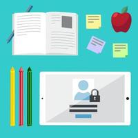 Flat illustration concepts for education, online tutorials, rese vector