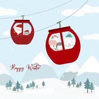 Merry Christmas with animal in winter vector