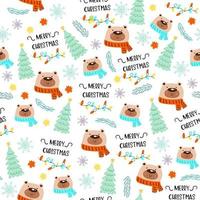 Seamless pattern background with merry Christmas icon. vector