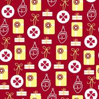 Seamless pattern background with Candy boxes, Santa and balls vector