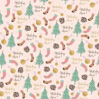 Seamless pattern background socks, Dried pine cones, cartoon, ribbon. vector