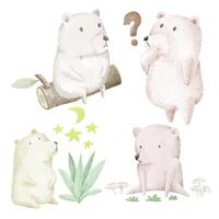 The bear family sat and talked about things in the forest. vector