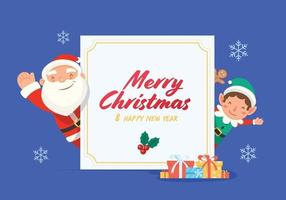 Merry Christmas With Santa Claus Gifts Vector Template Greeting Card