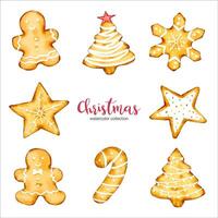 collection of watercolor illustration of Christmas and New Year decorations vector