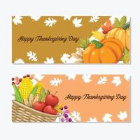 Happy Thanksgiving Day card with Pumpkin, Apple, Corn and Maple Leaves vector