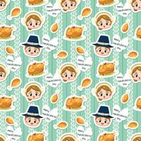 Seamless pattern background with boy, girl and fried chicken. vector