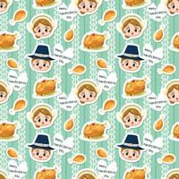 Seamless pattern background with boy, girl and fried chicken. vector