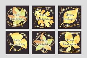 Happy Thanksgiving Day card with types of leaves vector