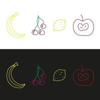 Apple, cherry, lemon and banana. Fruits vector