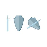 Sword and shield in flat vector