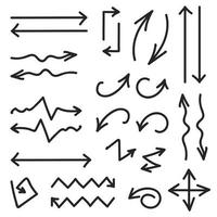 Black set of 26 hand drawn arrows vector