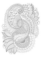 Hand draw Flower Coloring page. Floral print flower branch Pro Vector